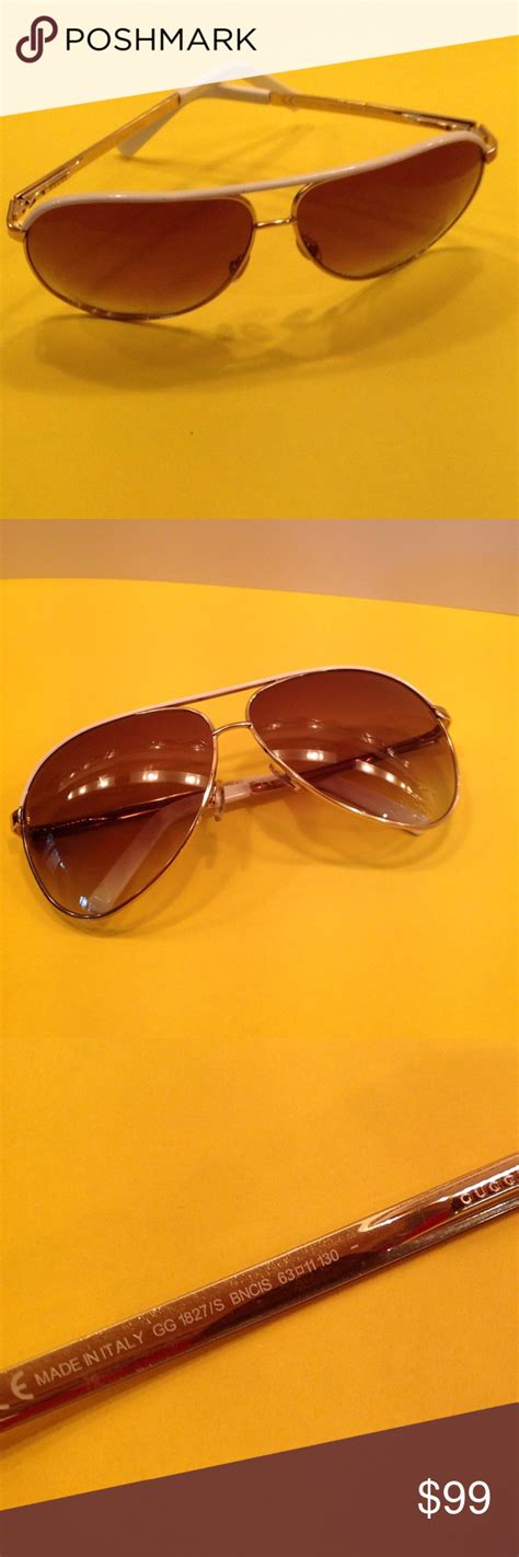 gucci white rimmed aviators